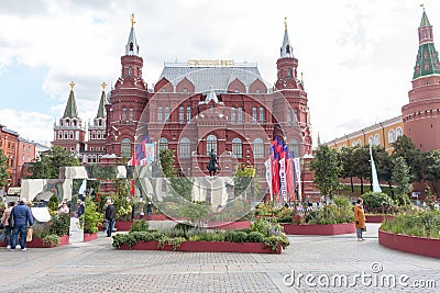 Moscow, Russia - festival of urban landscape design â€œFlower Jamâ€ Editorial Stock Photo